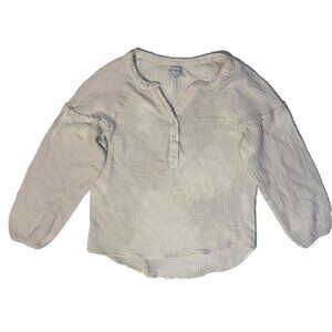 Wonderly Cream Waffle Knit 1/4 Button Up Shirt Long Sleeve L Comfy Cozy